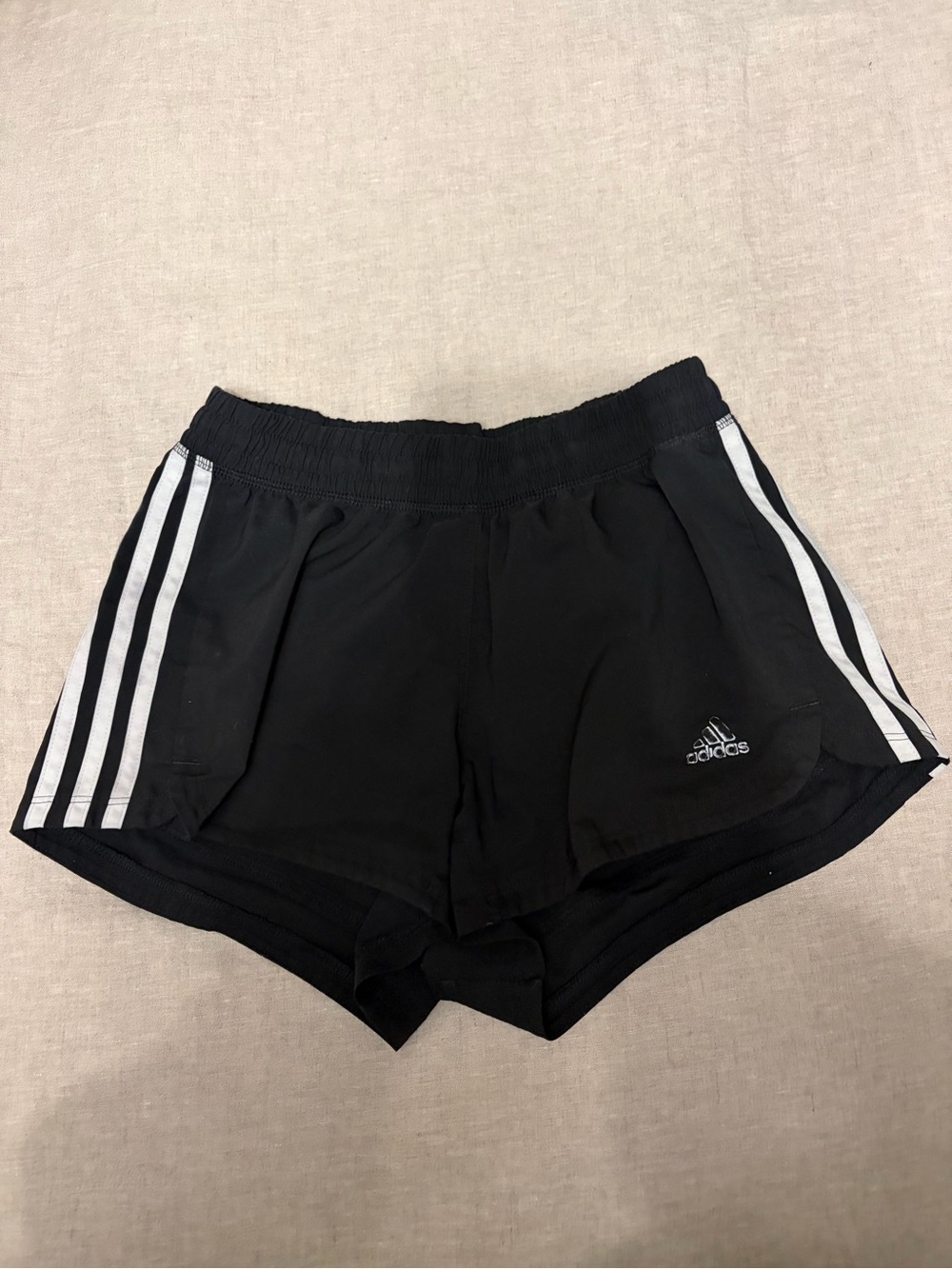 adidas Black Women's Athletic Shorts with White Stripes
